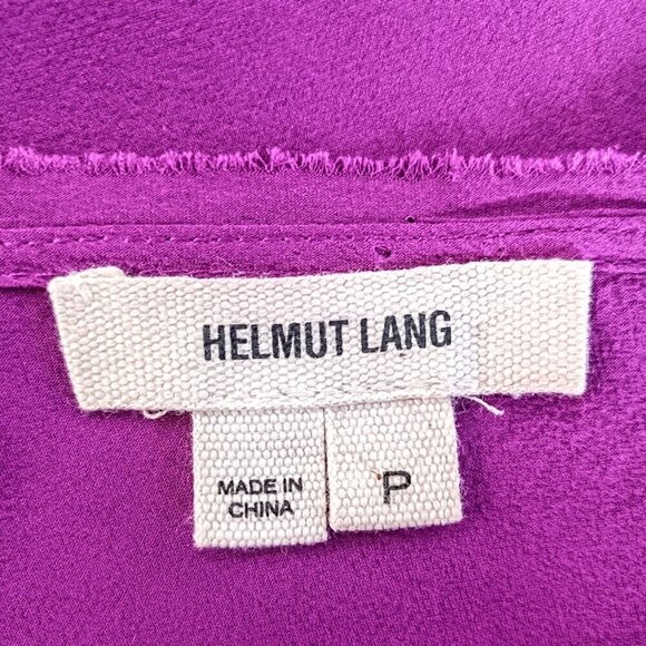 Helmut Lang Purple Asymmetrical Raw Edge Sheer Silk Top - Picture 4 of 6